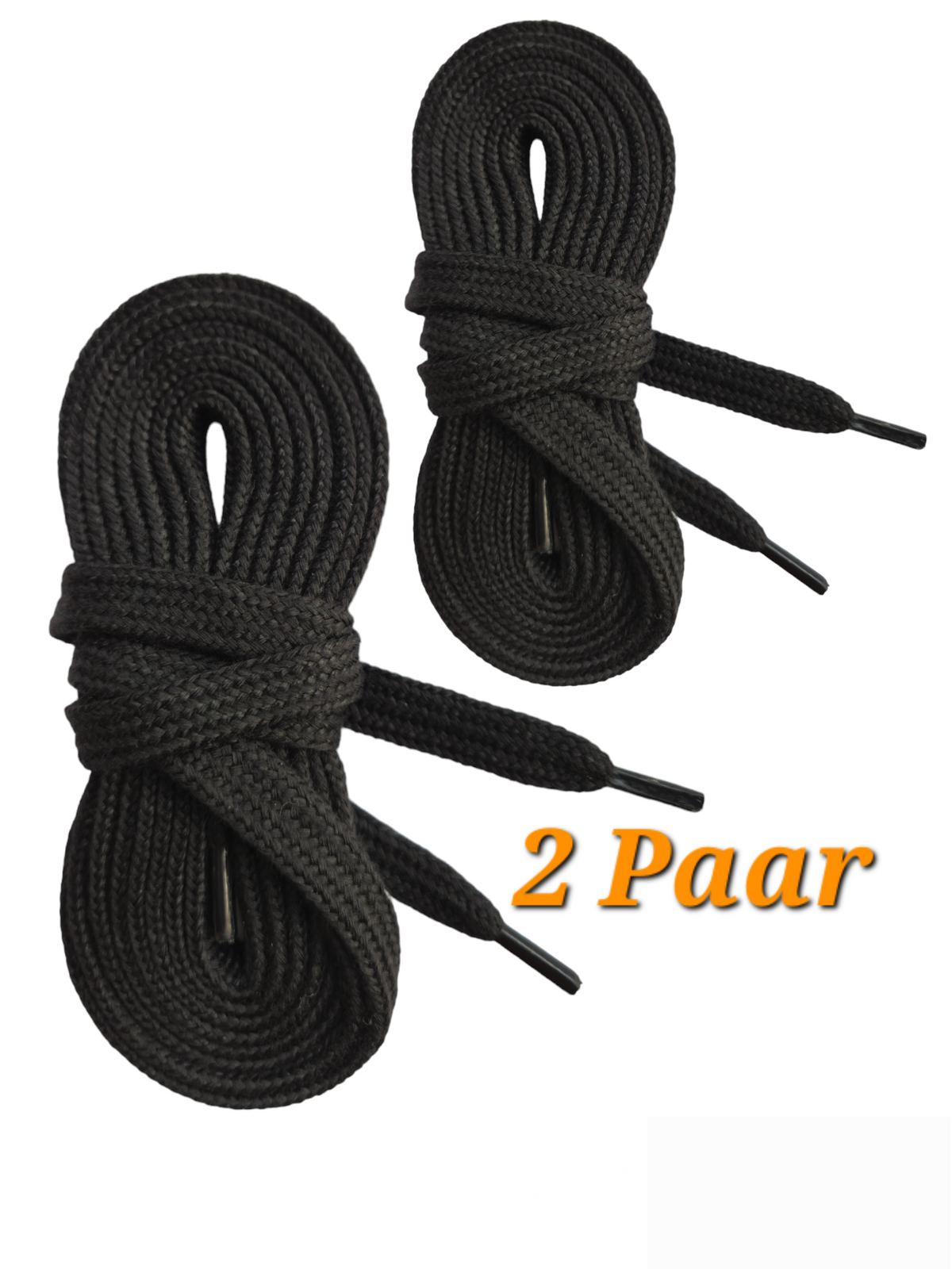 Schwarze flache Schnürsenkel passend für Converse Sneaker, 2 Paar