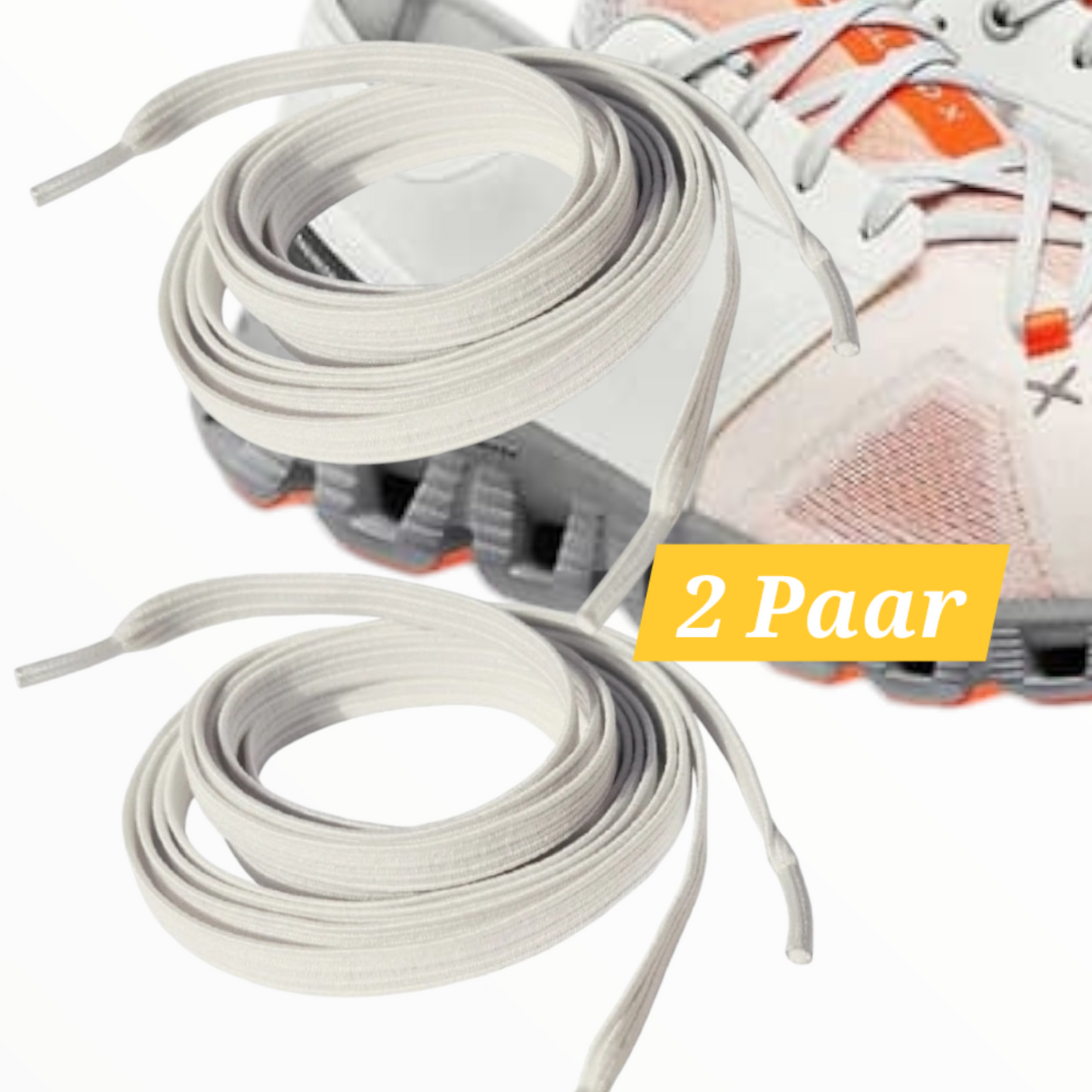 Flache elastische Schnürsenkel zum Knoten – 2 Paar, 65 cm