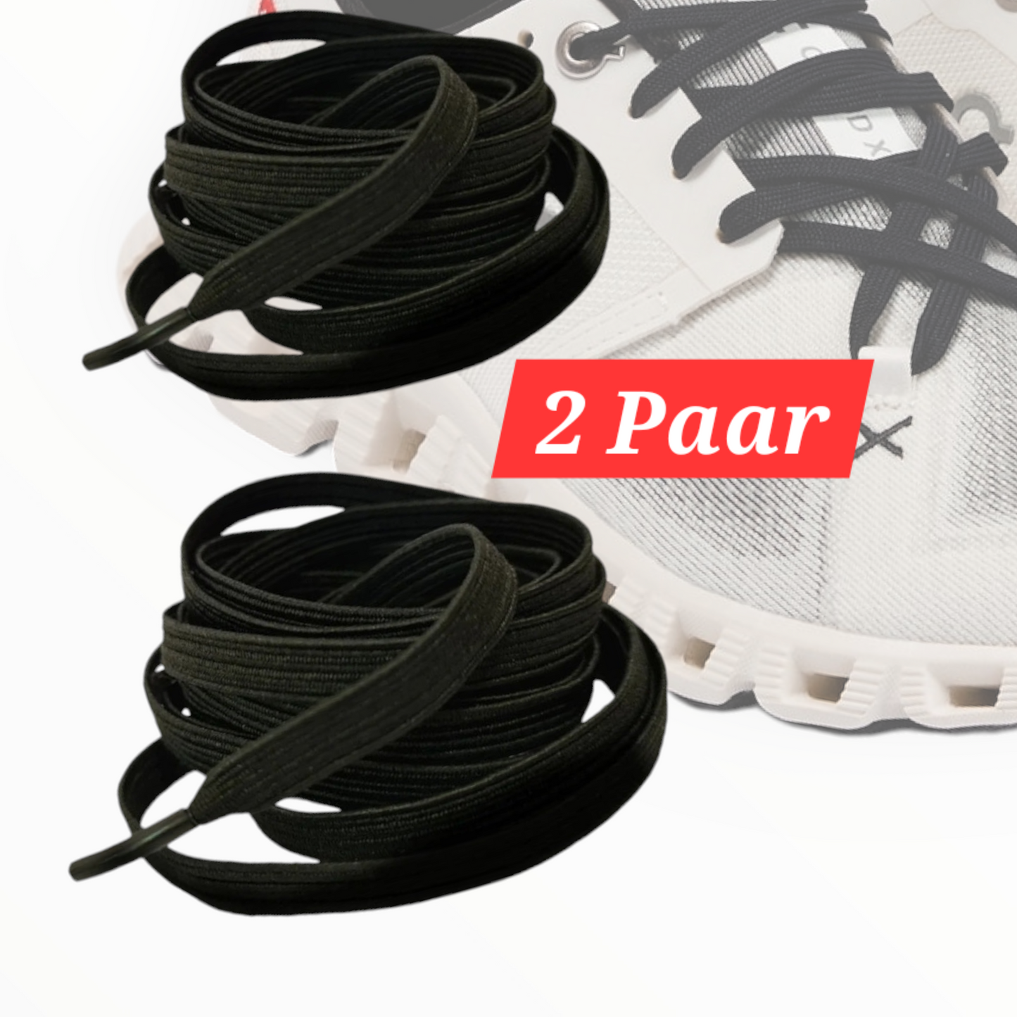 Flache elastische Schnürsenkel zum Knoten – 2 Paar, 65 cm