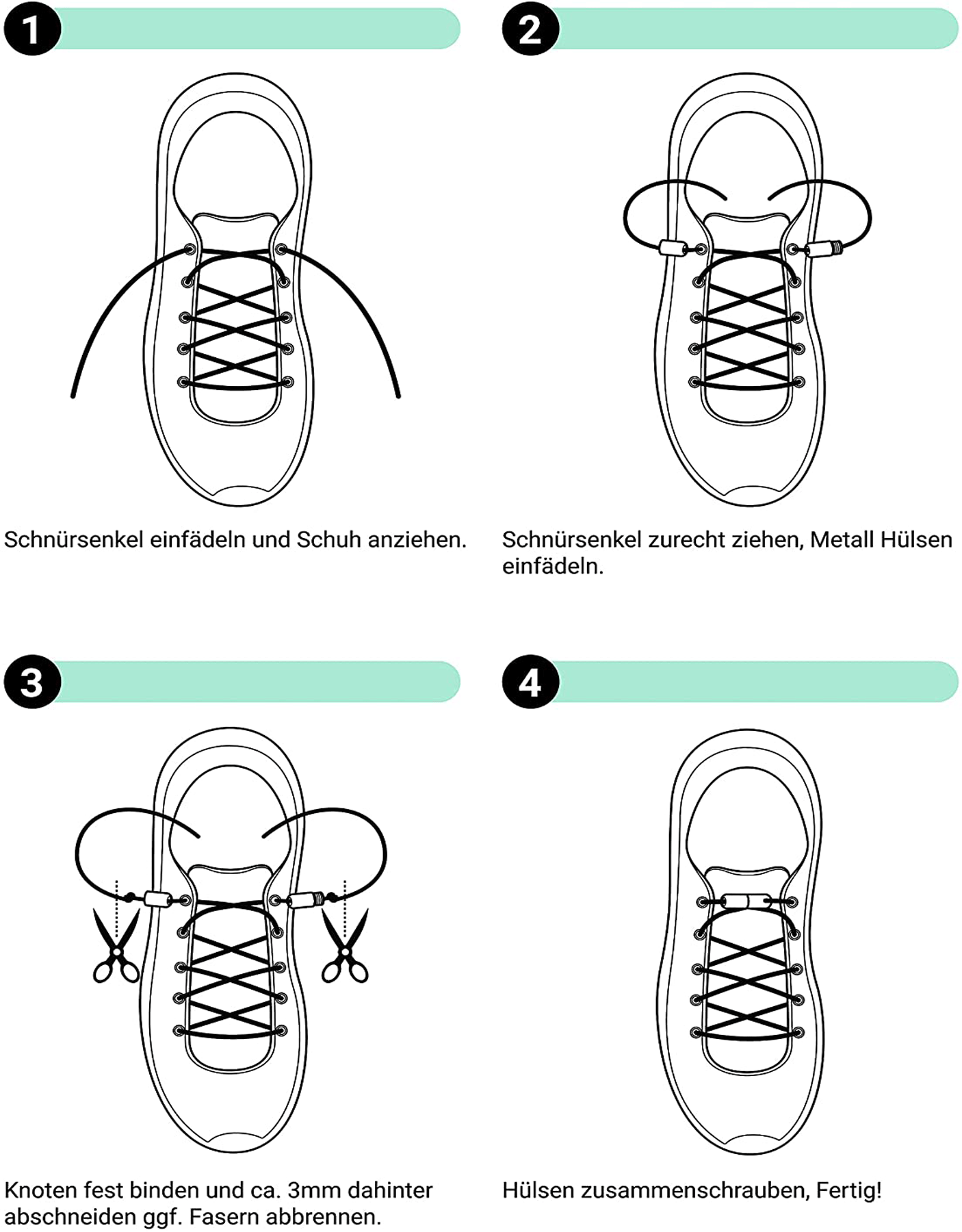 Gummi Schnürsenkel rund Schnellverschluss