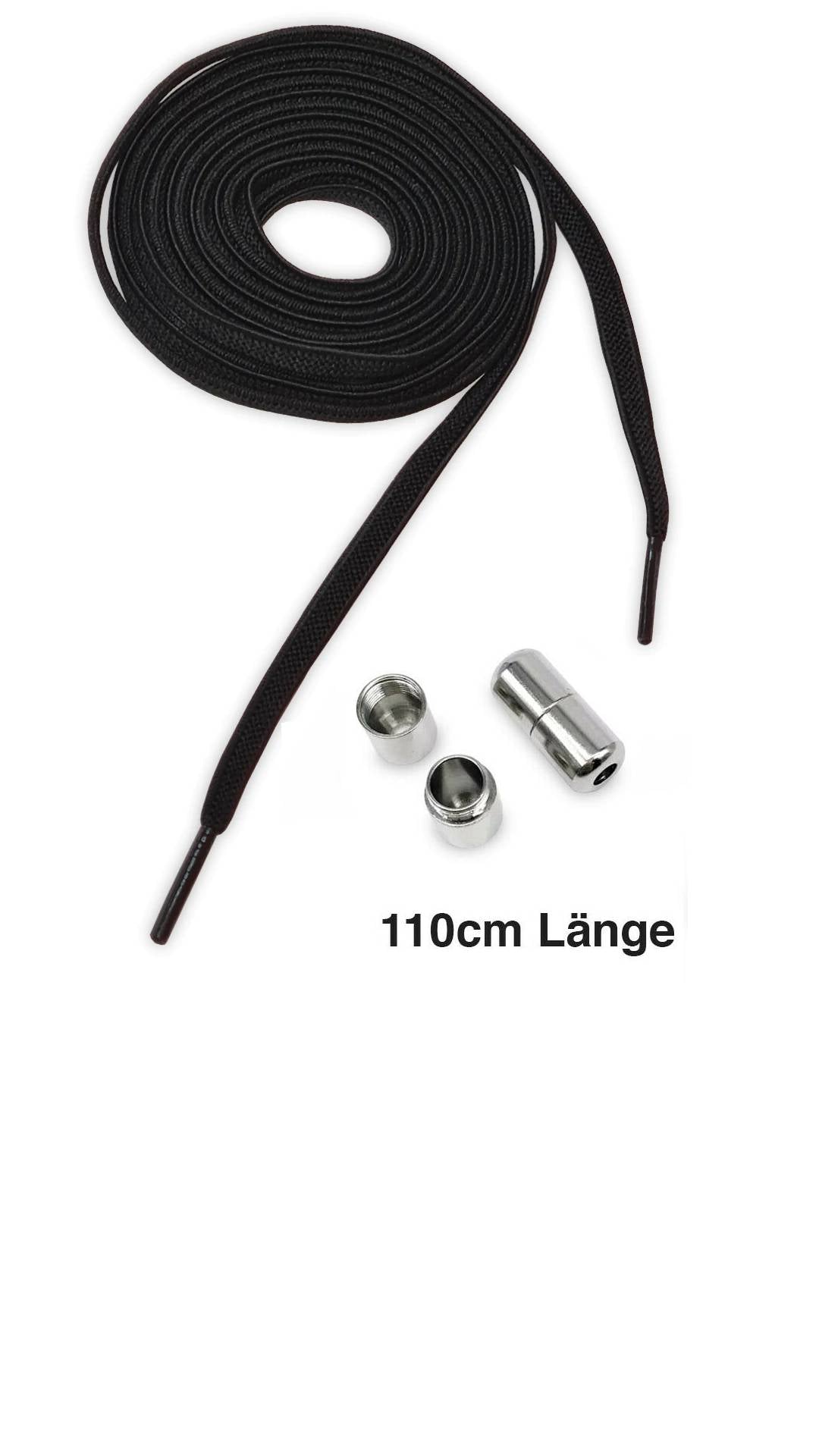 Flache elastische Schnürsenkel mit Metallkapsel – 110 cm